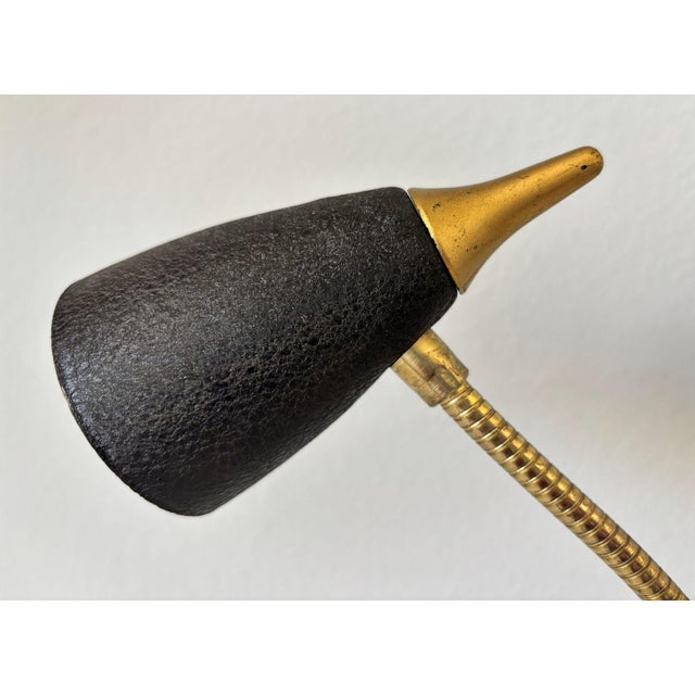 Mid-Century Modern Brass Gooseneck Desk Lamp, Black & Gold, Usa, Circa 1950s For Sale - Image 9 of 18