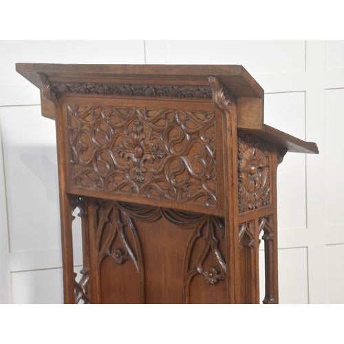 Gothic Revival Style Buffet in Carved Oak, 1890s For Sale - Image 5 of 9