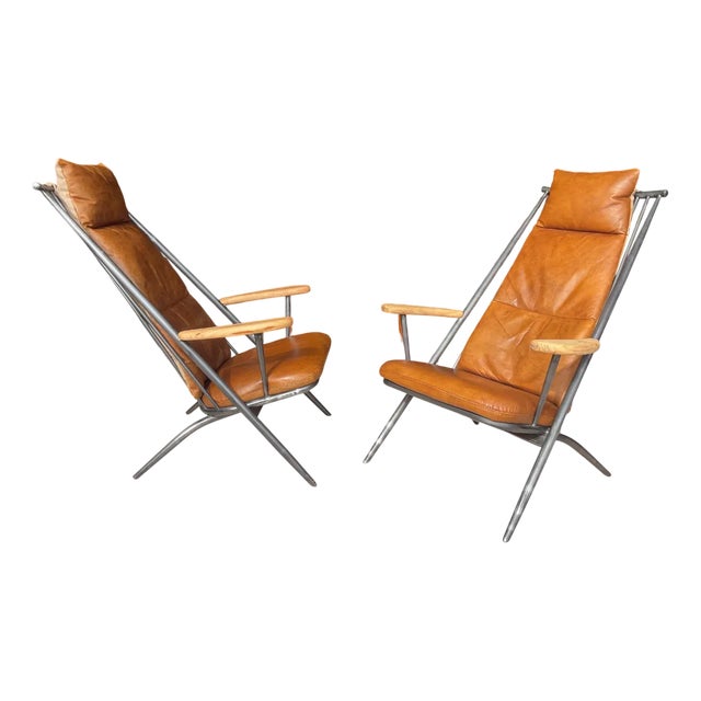 Set of Accent Tan Leather Chairs For Sale