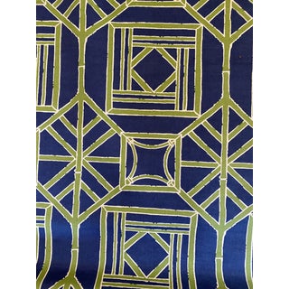 Thibaut Shoji Panel Linen Fabric 3 6/8 Yards Navy Green Color Way For Sale