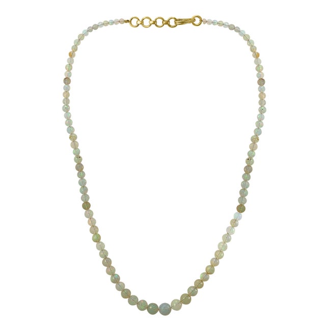 White Natural Opal Faceted Bead Single Strand Necklace on Clearance Silver Clasp For Sale - Image 8 of 18