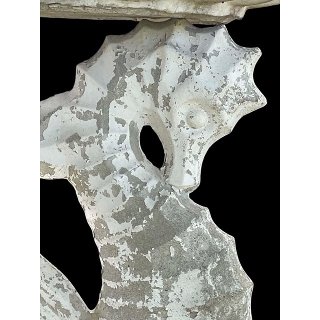 Sculpture Materials Vintage Three Seahorses Birdbath Concrete For Sale - Image 7 of 18