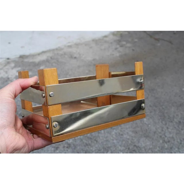 Italian Wood & Brass Wastepaper Bin, 1970s, in Very Good conditions. Designed 1970 to 1979