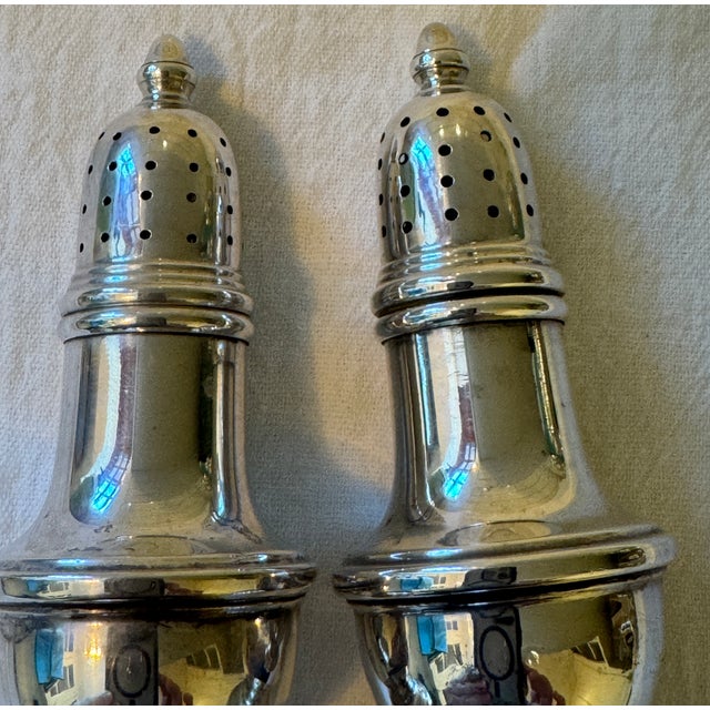 English Vintage Sterling Genova Salt & Pepper Shakers For Sale - Image 3 of 4