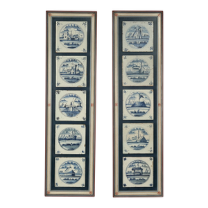 Pair of Antique Dutch Delft Tile Groupings