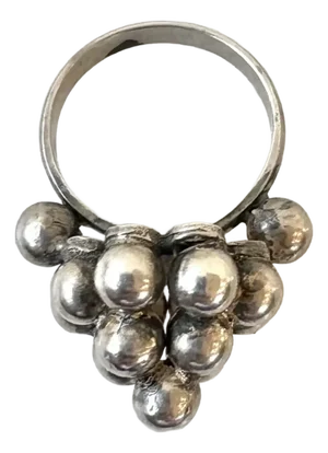 Vintage Mid-Century Sterling Silver Grape Bunch Cocktail Ring - Size 7.75