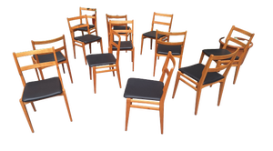 Model 103 Chairs in Dark Wood and Grey Fabric by Melchiorre Bega for Cassina, 1960s, Set of 6