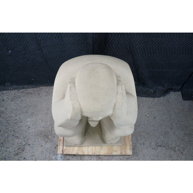 Late 20th Century Monumental Limestone Nude Fertility Thinking Man 1000lb Garden Sculpture Statue For Sale - Image 10 of 14