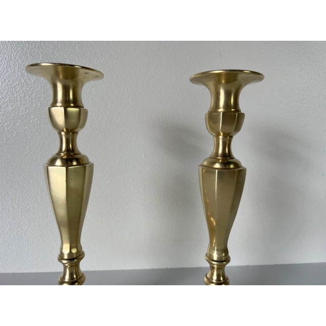 1970s 1970s Vintage Brass Candle Holders- a Pair For Sale - Image 5 of 10