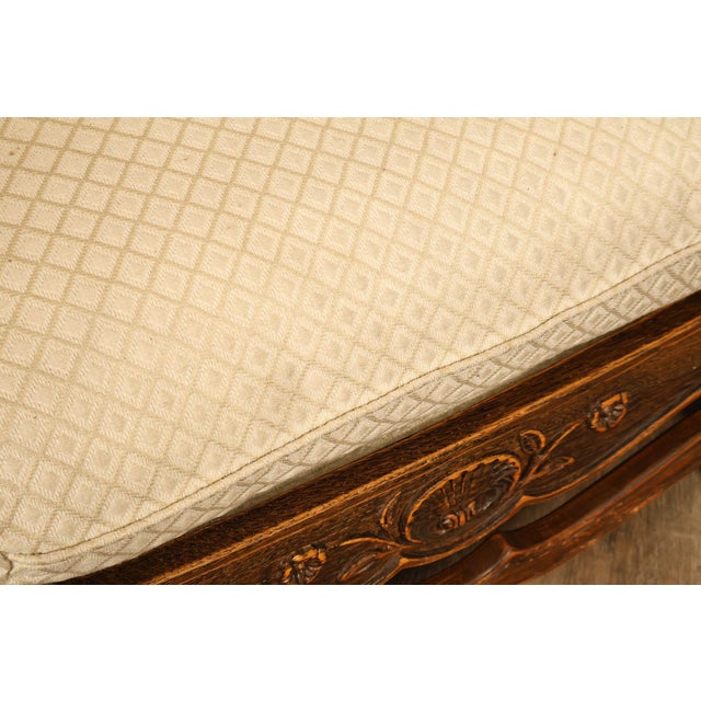 French Country Style Carved Oak Frame Three Seat Sofa For Sale - Image 12 of 18