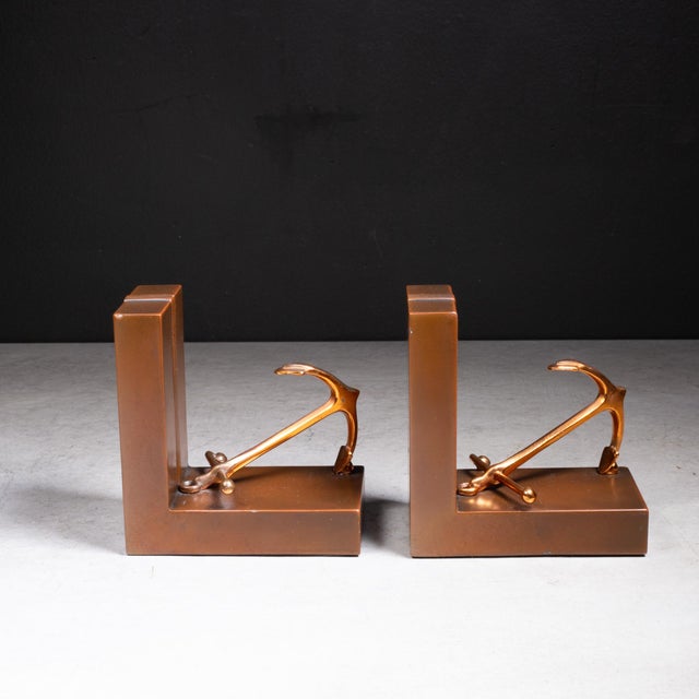 Jennings Brothers Art Deco Jennings Brothers Anchor Bronze Bookends c.1920-1930 For Sale - Image 4 of 8
