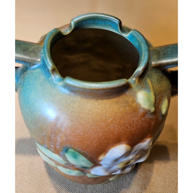 1940s Roseville Pottery White Rose Vase For Sale In Charlotte - Image 6 of 9