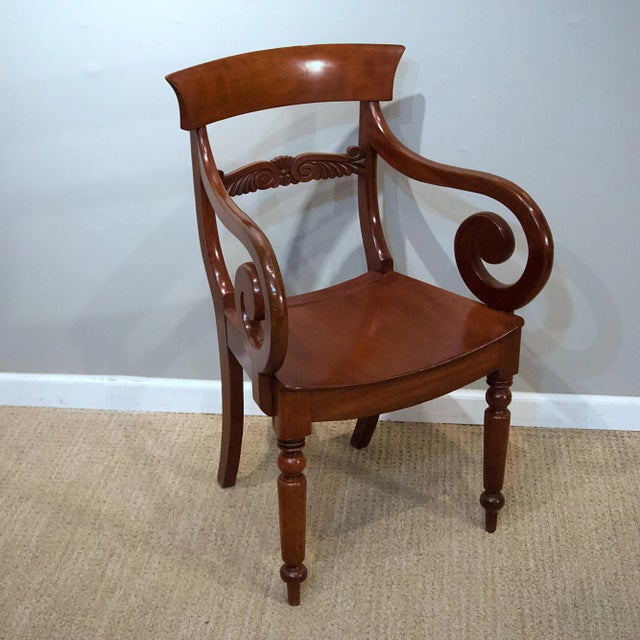 Traditional Regency Mahogany Saddle Seat Armchairs - A Pair For Sale - Image 3 of 6