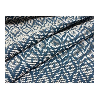 Schumacher Red Hook Blue White Ogee Trellis Geometric Upholstery Fabric For Sale