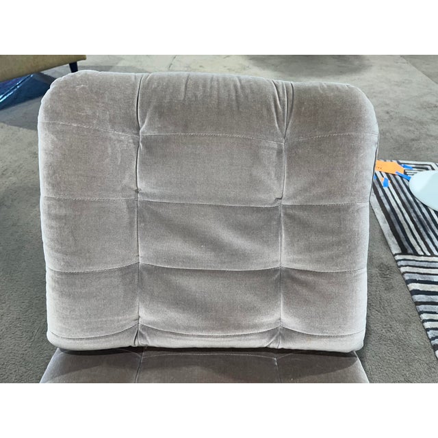Metal 1975 Roche Bobois Gray Tufted Velvet Cantilever Chairs- Set of 2 For Sale - Image 7 of 12