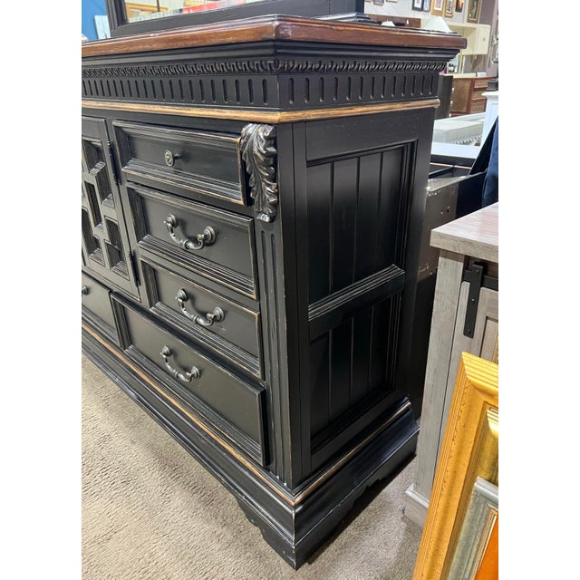 Schnadig Oversized Ornate Dresser and Mirror Set For Sale - Image 4 of 6