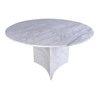 Volakas Marble Round Dining Table 59" For Sale