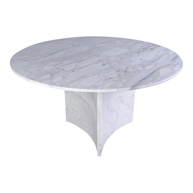 Volakas Marble Round Dining Table 59" For Sale