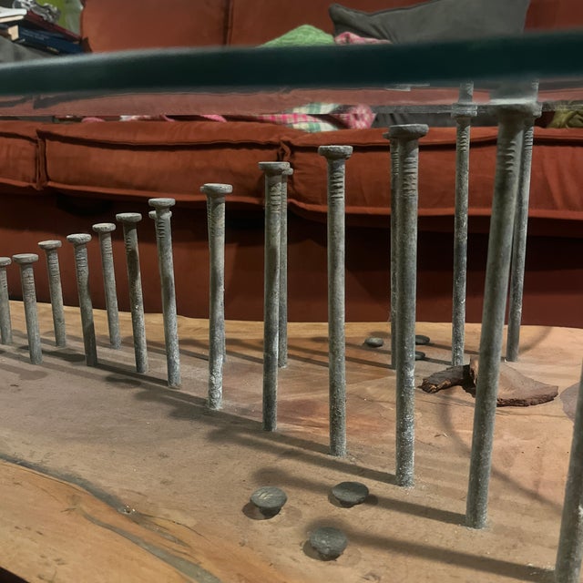 Wood Custom Modern Coffee Table - Hudson River, Black Locust, Railroad Spike For Sale - Image 7 of 8