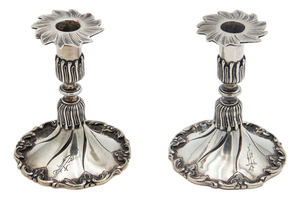 Silver Candlesticks with Circular Bases, Set of 2