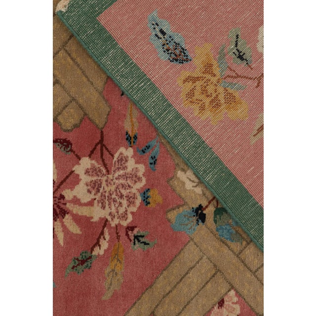 Textile 2010s Rug & Kilim’s Chinese Style Art Deco Rug in Pink With Colorful Florals For Sale - Image 7 of 8