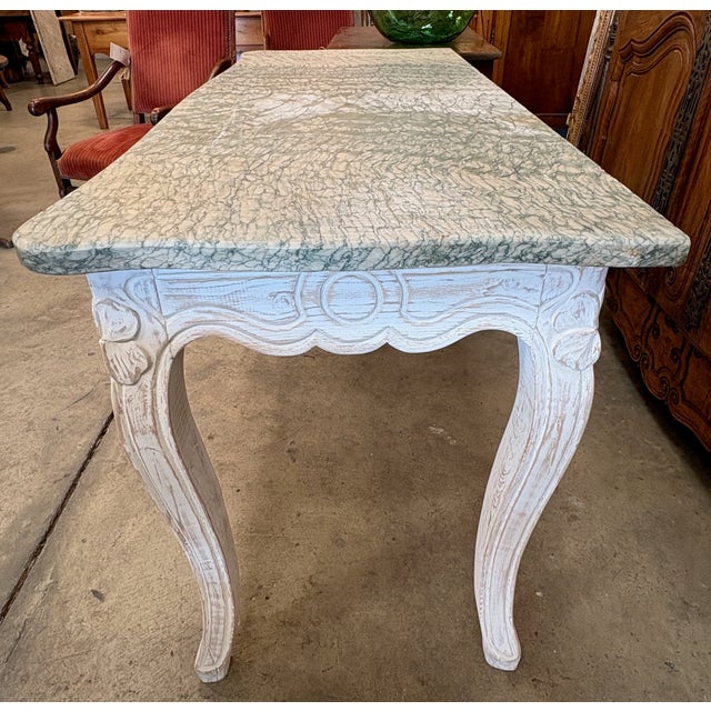 Antique White 19th Century French Louis XV Style Marble Top Console Table For Sale - Image 8 of 13