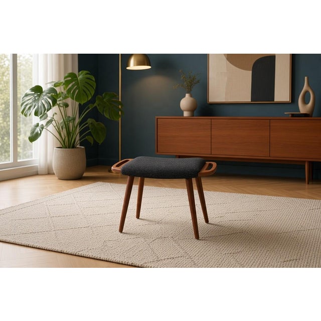 Vintage Danish Teak Stool with Shaped Handles, 1960s For Sale - Image 6 of 10