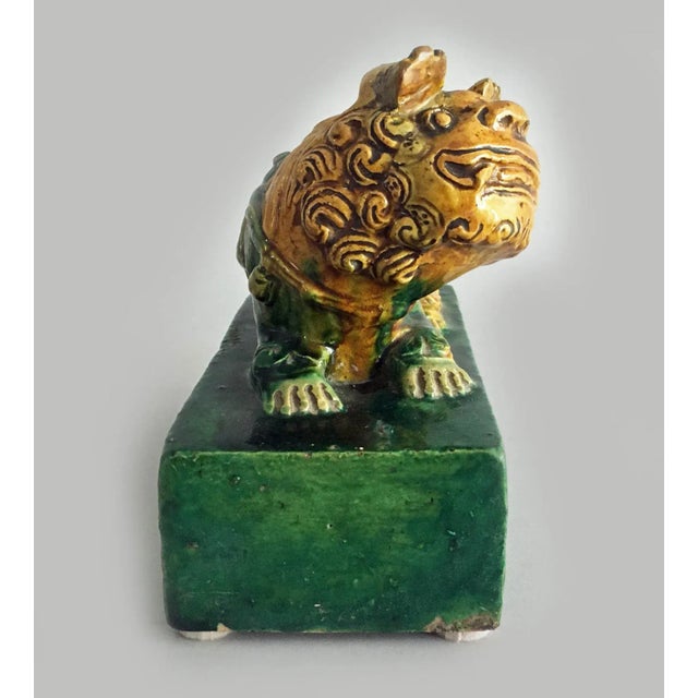 Chinese Antique Chinese Sancai Glazed Foo Dog For Sale - Image 3 of 9