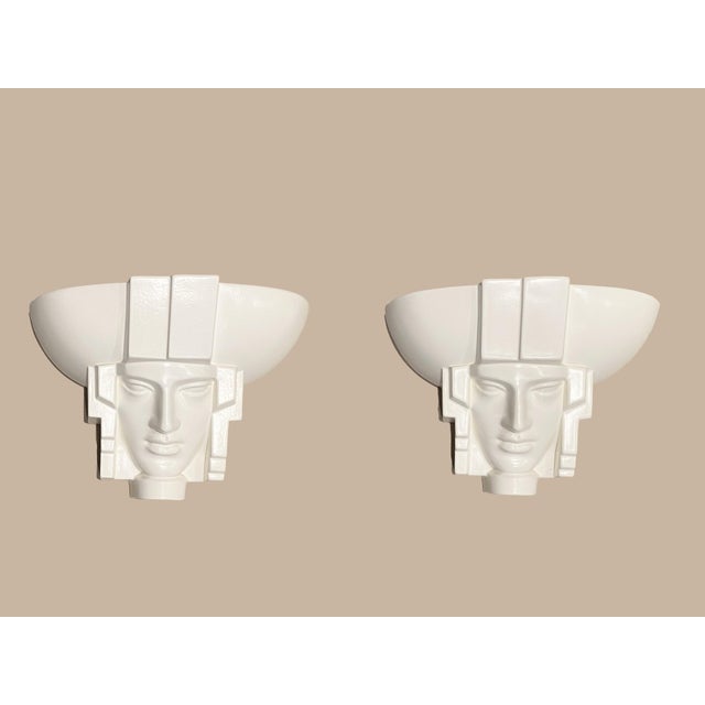 Art Deco Egyptian Pharaoh Face Sconce by Saint Clément Ceramic, France, 1960s, Set of 2 For Sale - Image 15 of 15