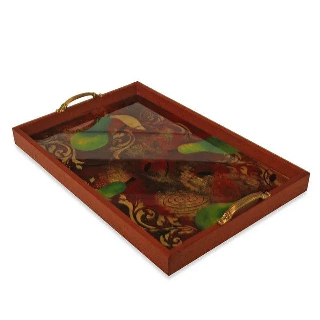 Add a touch of artistry to your home with this vintage hand-painted tray, signed by Carreras. Featuring a vibrant and...