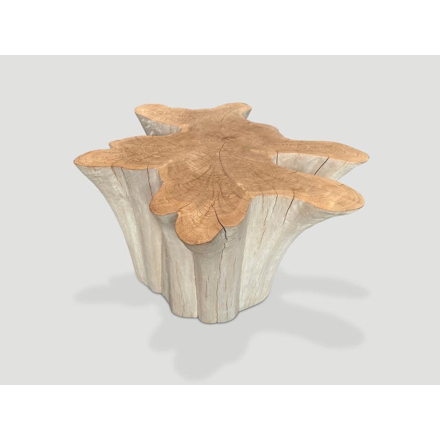 Andrianna Shamaris Amorphous Bleached Teak Wood Table For Sale - Image 4 of 6