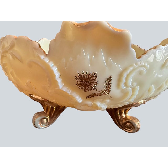 Northwood Chrysanthemum Sprig Custard Glass-Uranium Glow-Berry Bowl Set-Antique For Sale - Image 10 of 12