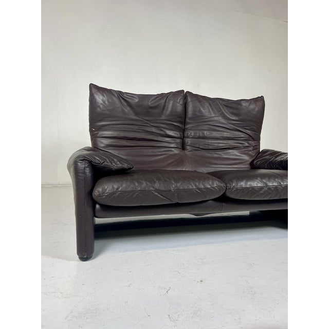 1970s Brown Leather Maralunga Sofa by Vico Magistretti for Cassina, 1973 For Sale - Image 5 of 6