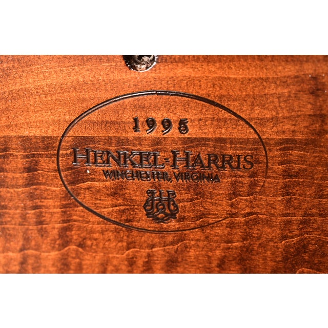 Henkel Harris Empire Banded Flame Mahogany Pedestal Extension Dining Table, Newly Refinished For Sale - Image 13 of 14