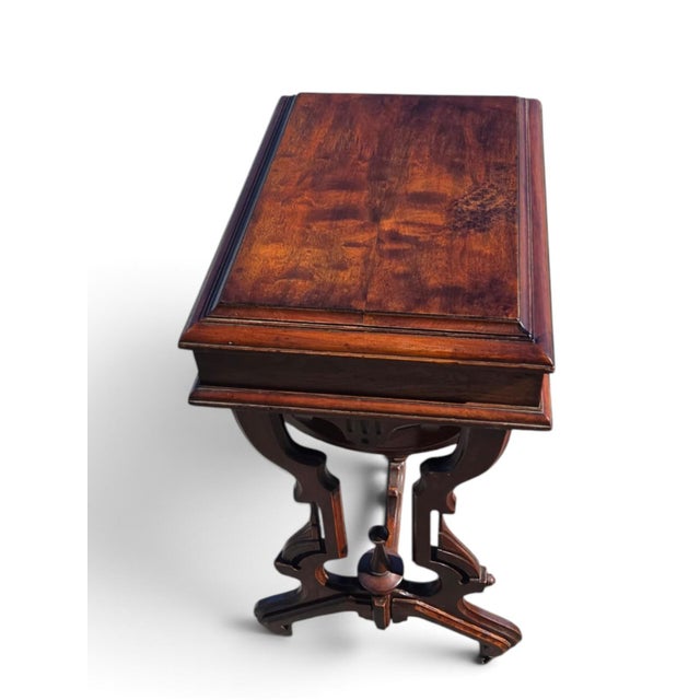 19th Century, American Victorian Walnut, Sewing Table Refurbished. For Sale - Image 13 of 15