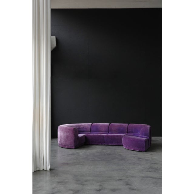 Modular Velvet Sofa from Roche Bobois, France, 1970s, Set of 5 For Sale - Image 3 of 5