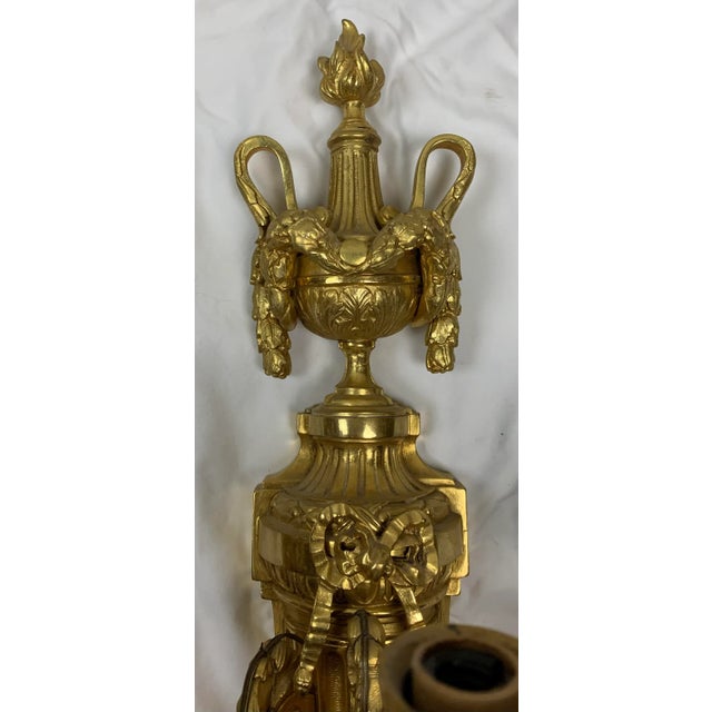 Brass 19th Century Neoclassical Style Gilt Bronze Sconces - a Pair For Sale - Image 8 of 12