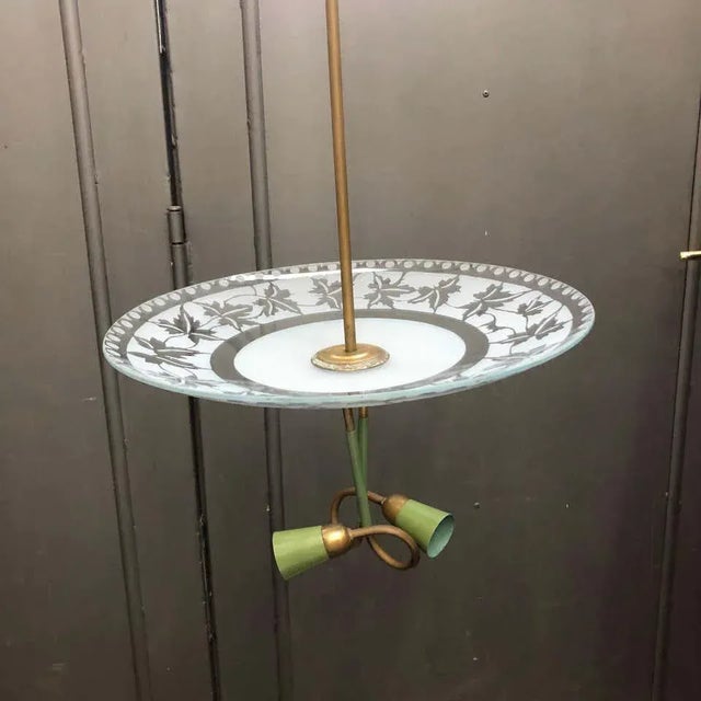 Mid-Century Modern 1950s Stilnovo Mid-Century Modern Pendant, Italy For Sale - Image 3 of 10