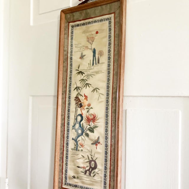 A beautiful antique silk embroidered panel. This beautiful Chinese artwork has so many amazing details in its design. The...