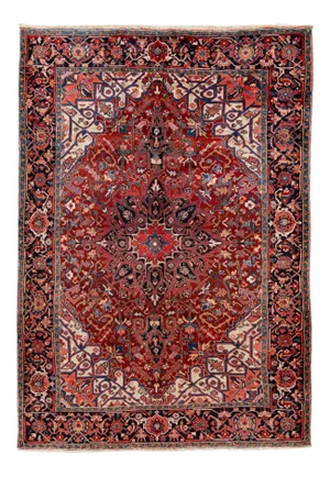Antique Persian Heriz Medallion Handmade Red Wool Rug