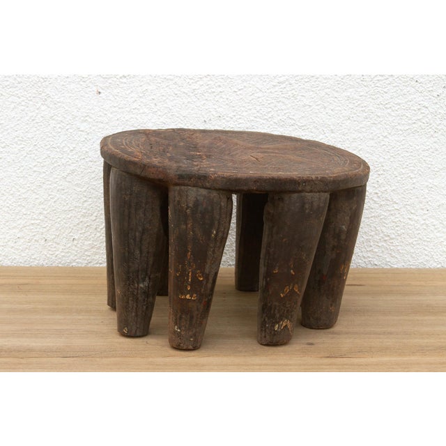 Antique Carved Round Nupe Stool For Sale In Los Angeles - Image 6 of 9