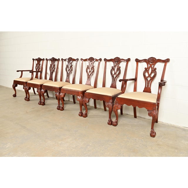 Baker Furniture Chippendale Carved Mahogany Side Chairs or Dining Chairs, Pair For Sale - Image 13 of 14
