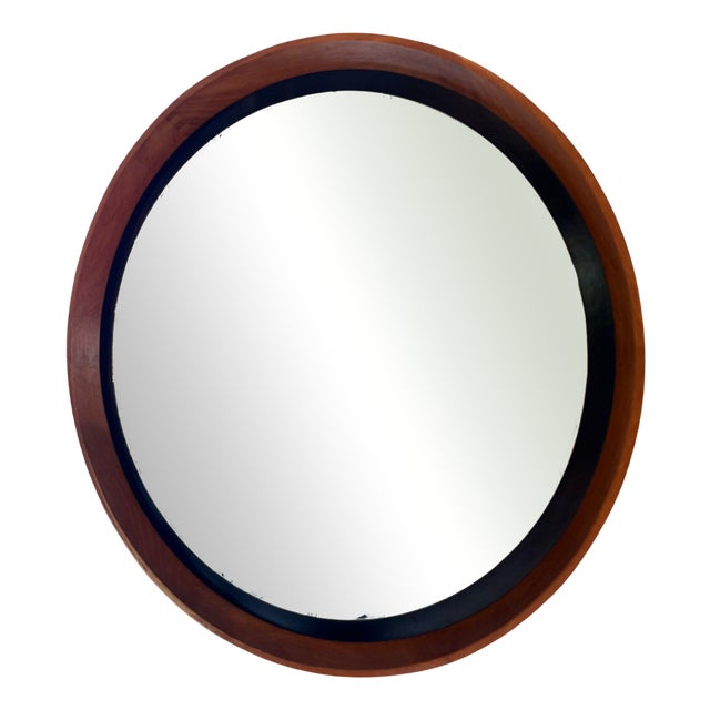 Vintage Danish Round Mirror in Teak, 1960 For Sale