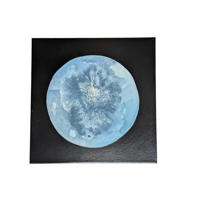 Contemporary Contemporary Original Planet Moon Triptych Paintings- Set of 3 For Sale - Image 3 of 12