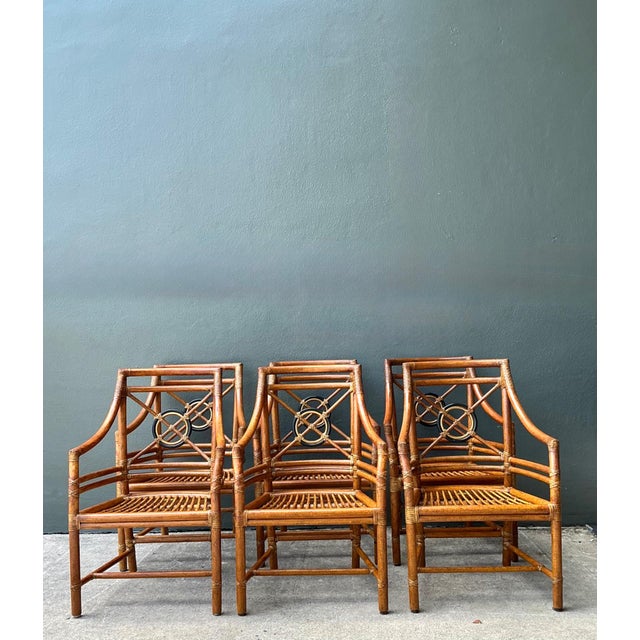 This distinguished set of six vintage Target Back dining chairs by McGuire exemplifies the brand’s enduring dedication to...