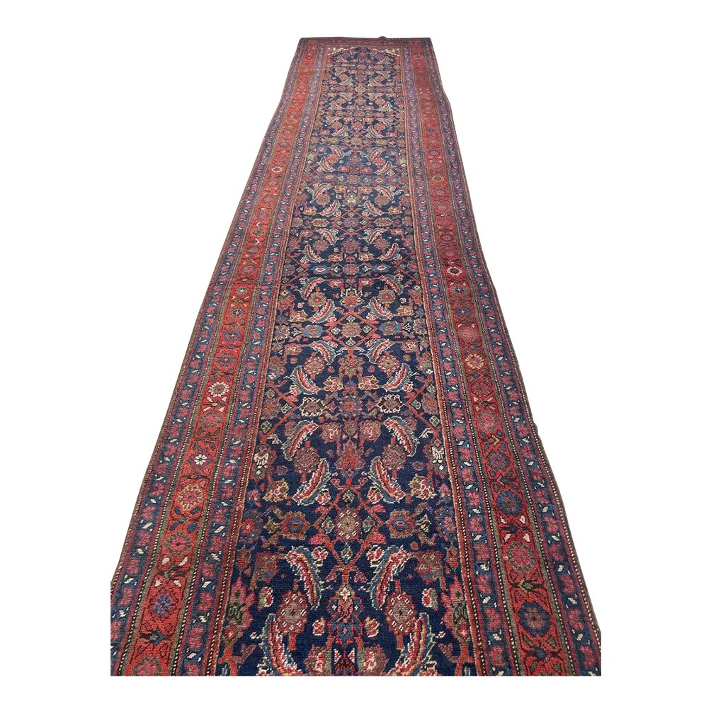 Nomadic Bidjar Antique Runner Rug 3.8 x 19.9 | Chairish