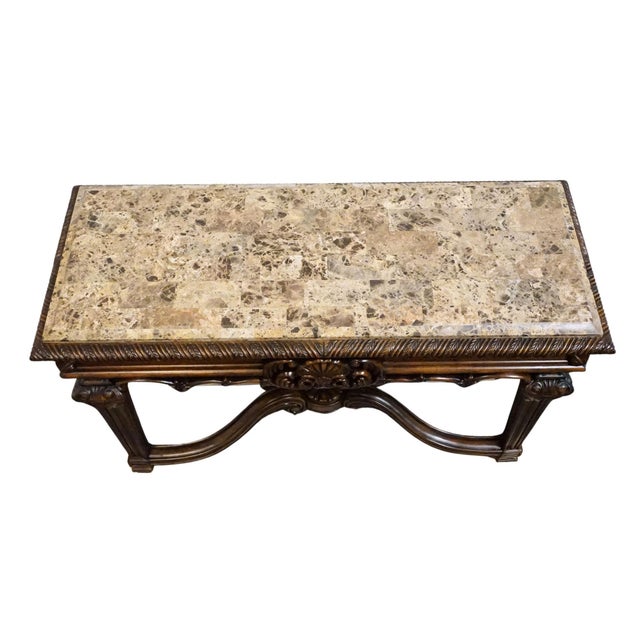 Early 21st Century Ashley Furniture Casa Mollino Mediterranean Old World Style 54" Console Table - Dark Brown Finish W. Granite Top T953-4 For Sale - Image 5 of 9