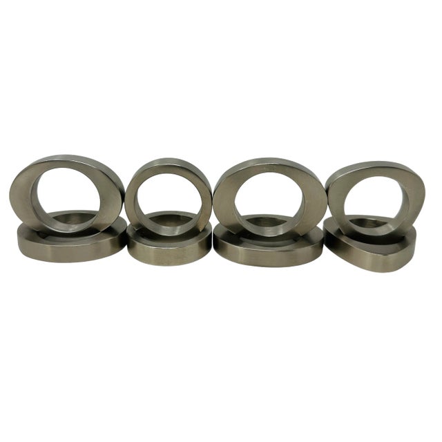 1990s Vintage Pottery Barn Solid Stainless Steel Napkin Rings a Set of 8 For Sale - Image 5 of 11