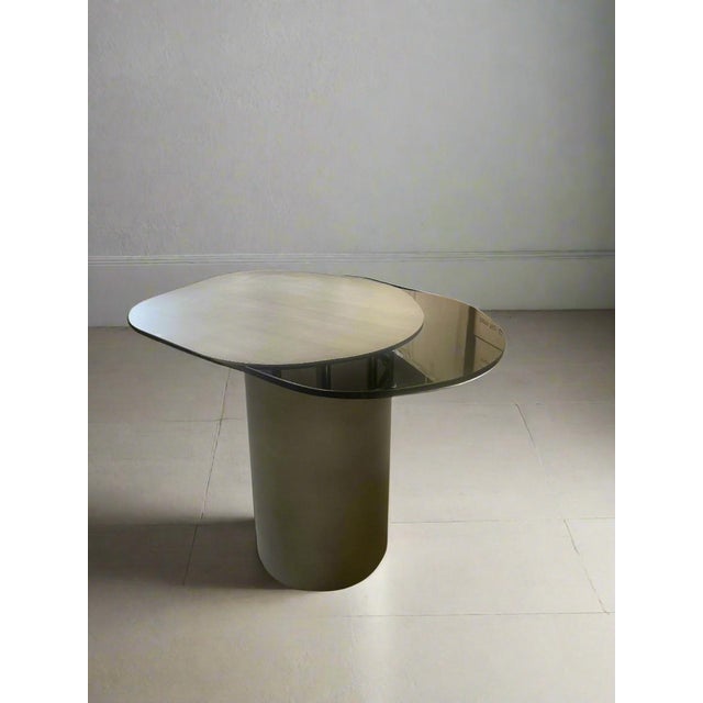 Contemporary Modern Irregular Kaylee Side End Table in Matte Silver For Sale - Image 3 of 4