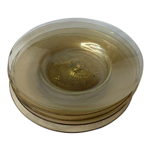 1940s Hand-Blown Murano Plates With Aventurine Gold Flakes- Set of 6